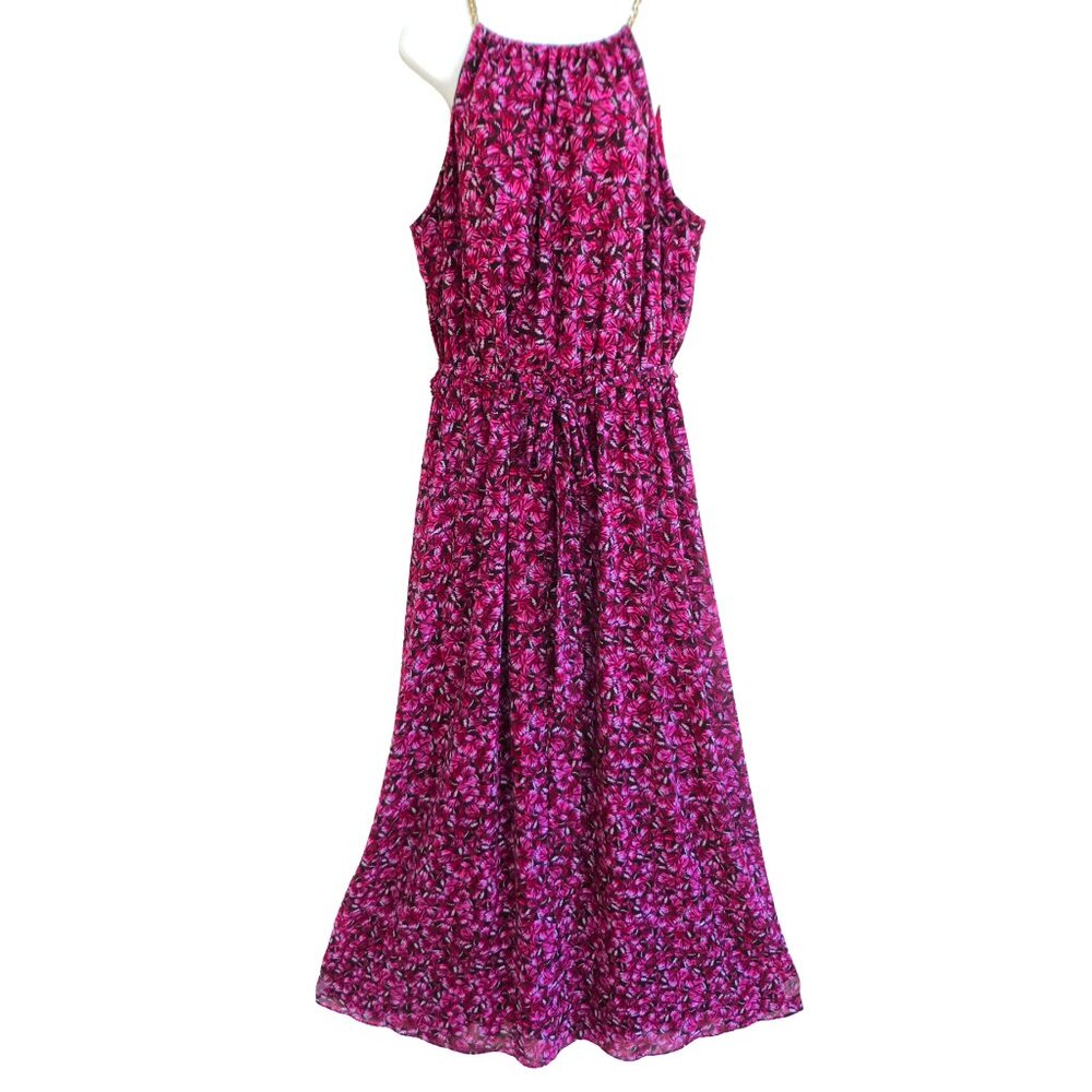 Michael Kors Maxi Dress Butterfly Wings Sleeveless Chain Neckline Back Keyhole
